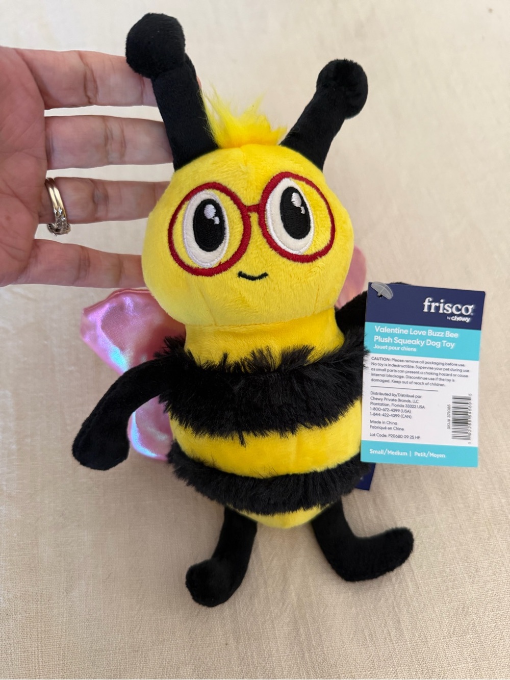 frisco Yellow & Black Bee Plush Squeaky Dog Toy